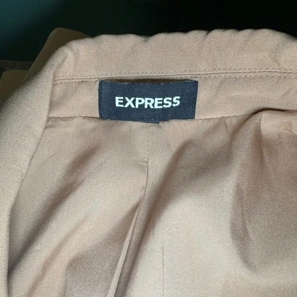 Express Camel Double Breasted Blazer Gold Buttons Neutral Workwear M - Picture 2 of 5